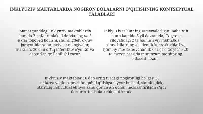 Inklyuziv maktablarda o'qitishning kontseptual talablari 4