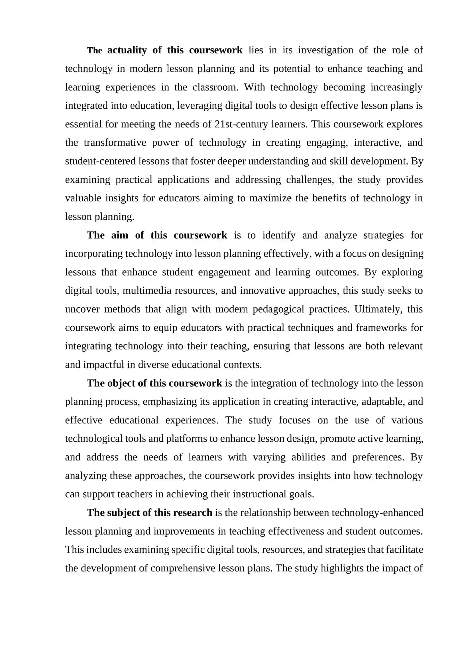 COURSEWORK: INCORPORATING TECHNOLOGY IN LESSON PLANNING 4