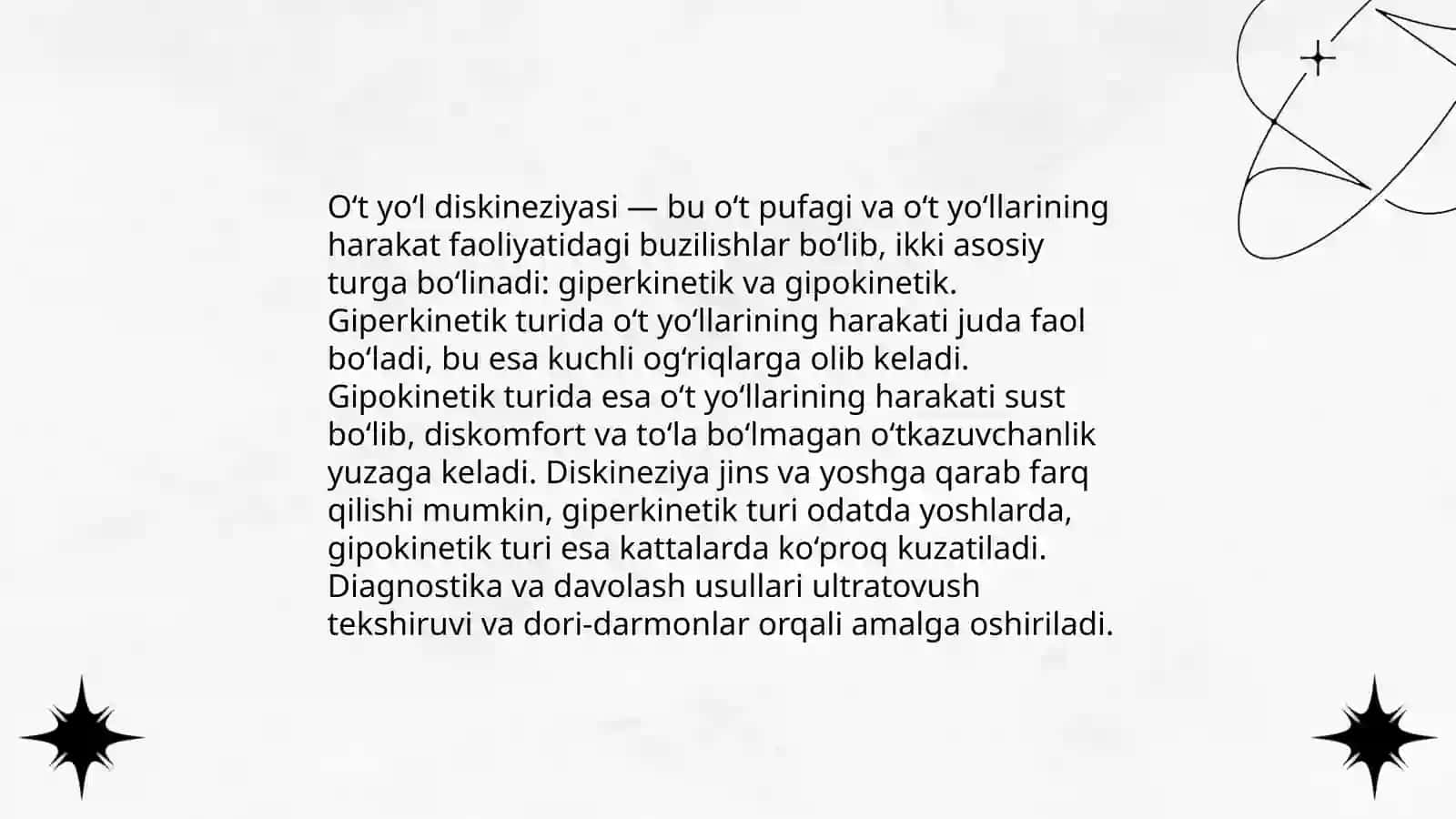 O‘t yo'llari diskineziyasi 4
