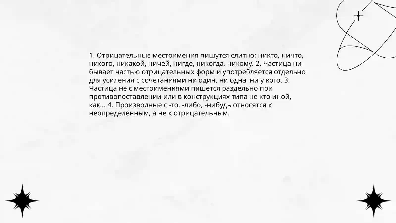 Правописание отрицательных и неопределённых местоимений 4