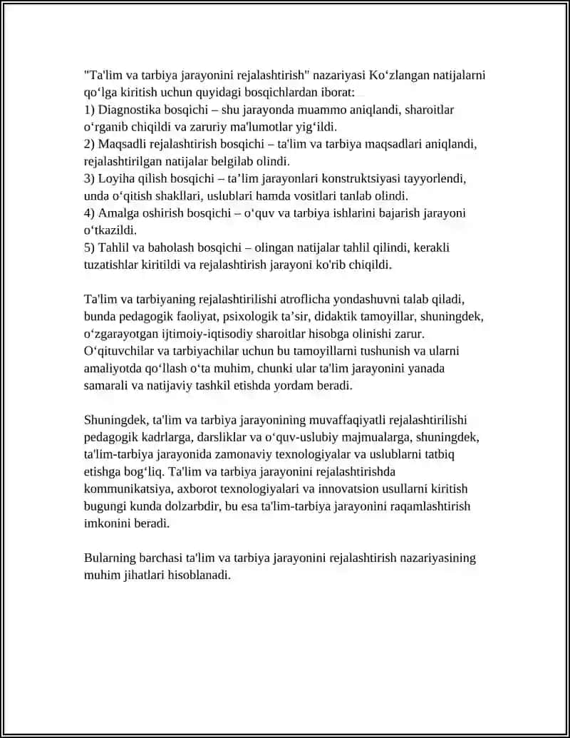 Ta'lim va tarbiya jarayonini rejalashtirish 4