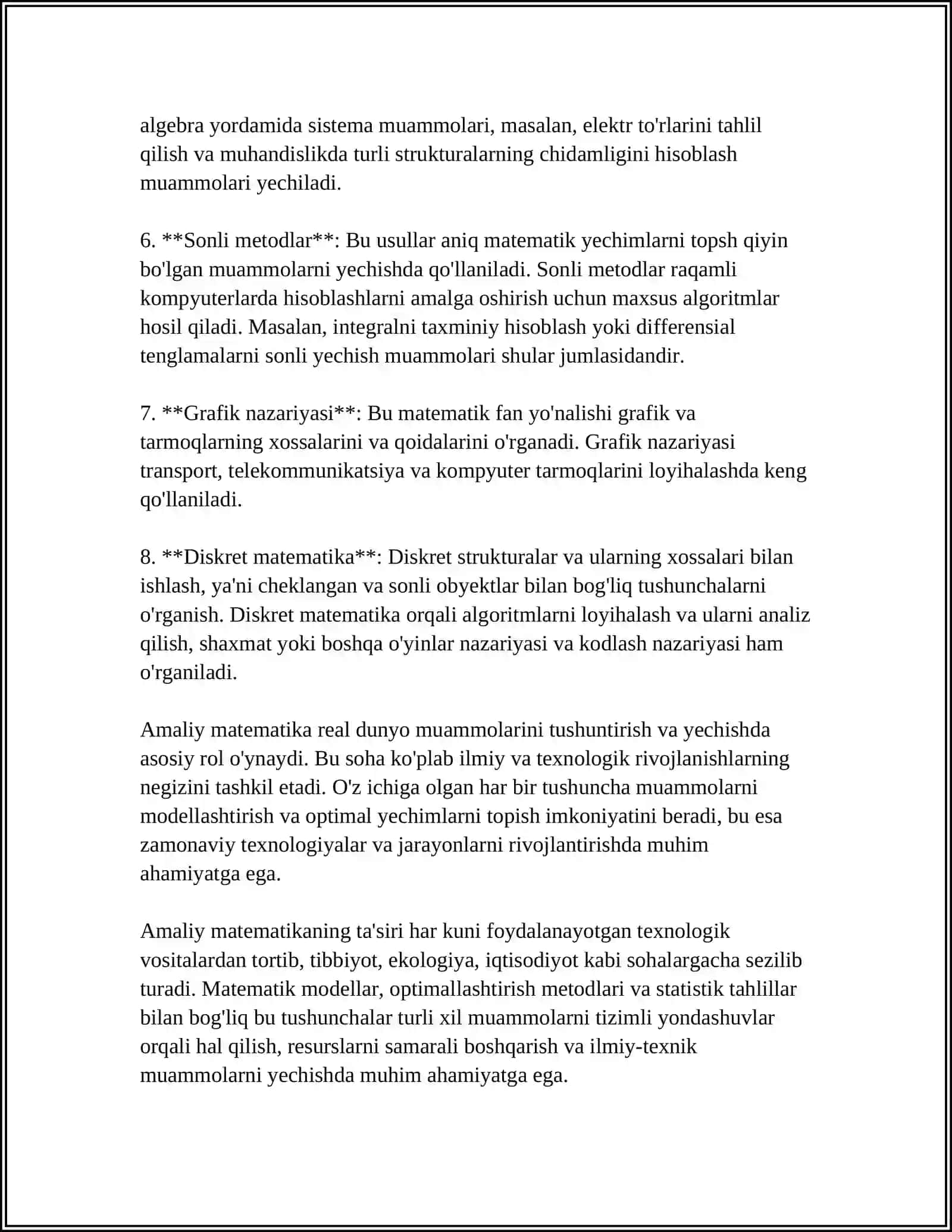AMALIY MATEMATIKLAR UCHUN KO'NIKMA FANINING MAQSAD VA VAZIFALARI 4