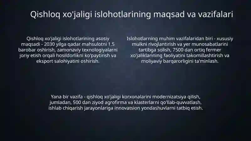 Bozor infratuzilmasining shakllanishi qishloq hòjaligidagi islahotlar 4