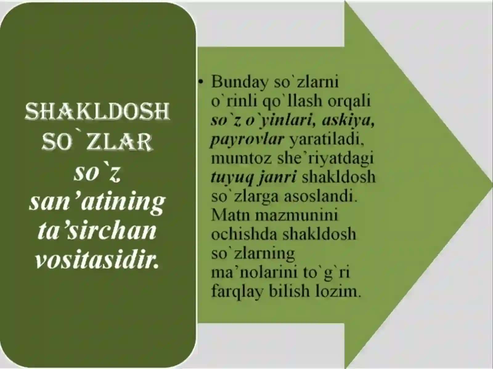 Shakldoshlar soʻzlar. Leksikologiya 4