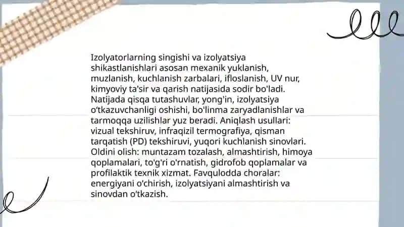 Elektr tarmoqlarida mavjud shikastlanishlar 4
