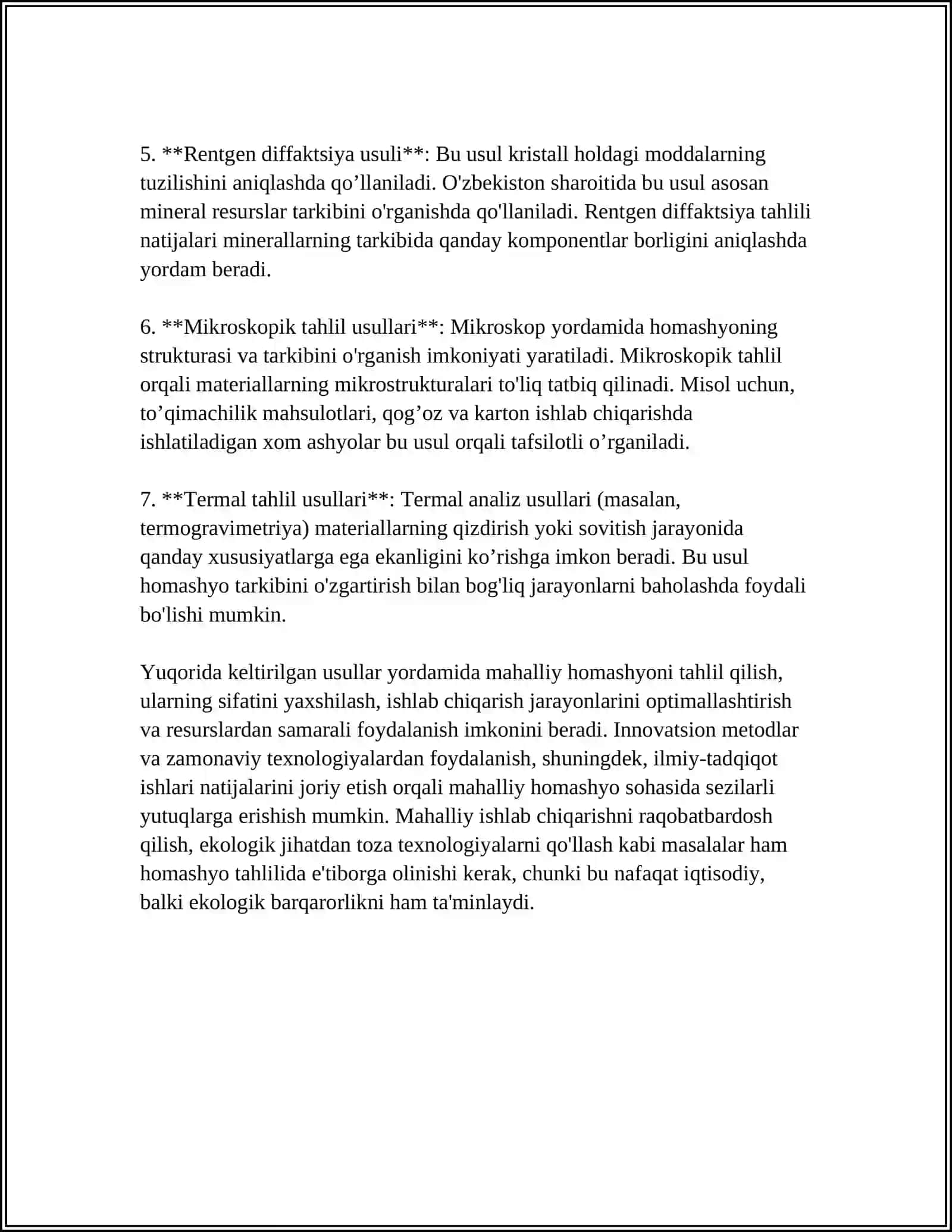 MAHALLIY HOMASHYOLAR ASOSIDA KVARTSPORIT GʻOVAK TOʻLDIRUVCHISINI ISHLAB CHIQARISH KORXONASINI LOYIHALASH 4