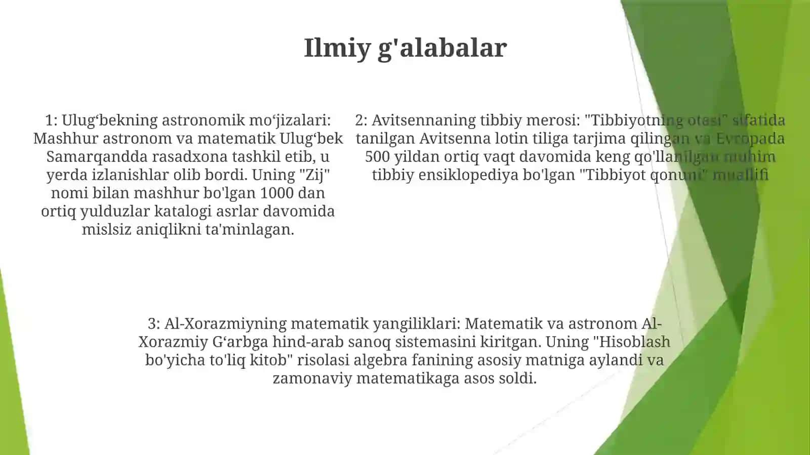 Ajdodlarimning Jahon Silvizatsiyasida Qo‘shgan Hissasi 4
