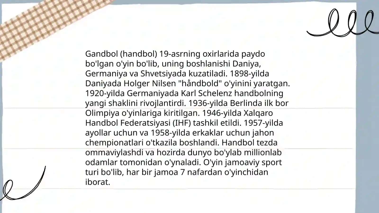 Gandbol o’yining paydo bo’lishi va rivojlanishi 4