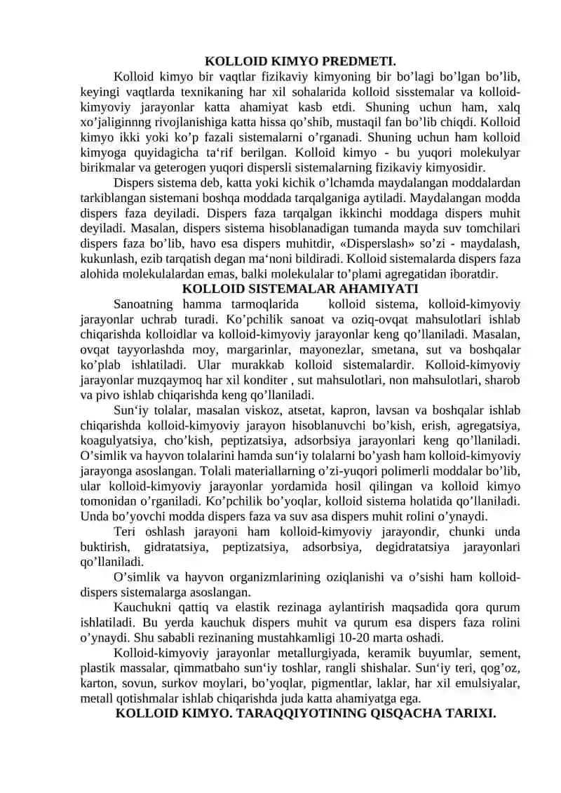 Kolloid eritmalarning olinish usullari va tozalanishi 4