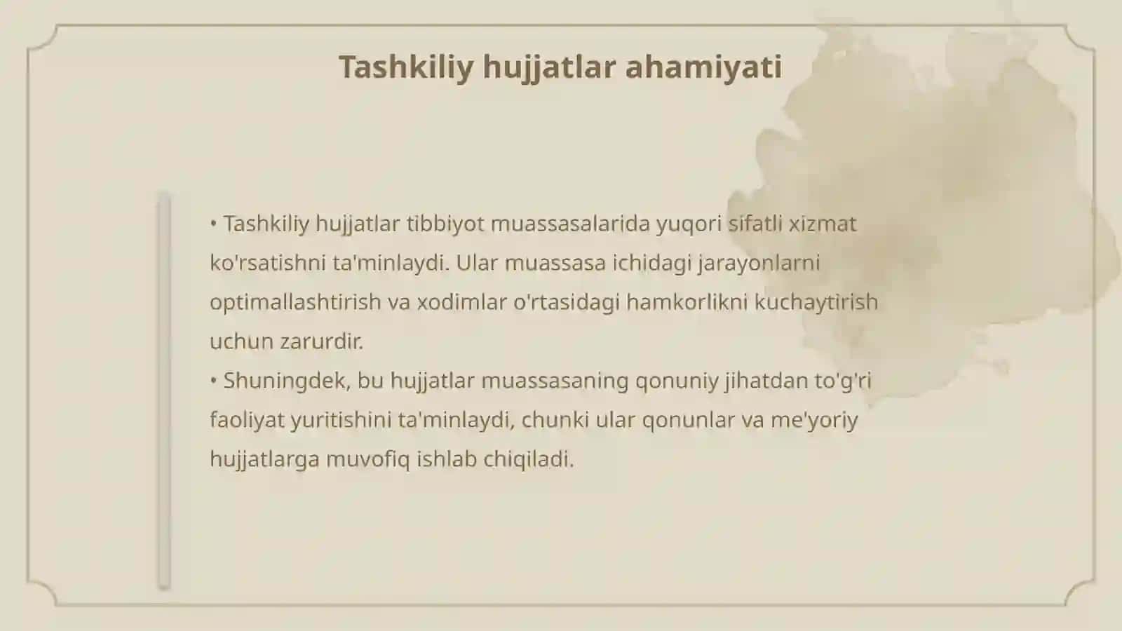 Tibbiyot muassasalarida tashkiliy hujjatlar va ularning turlari 4