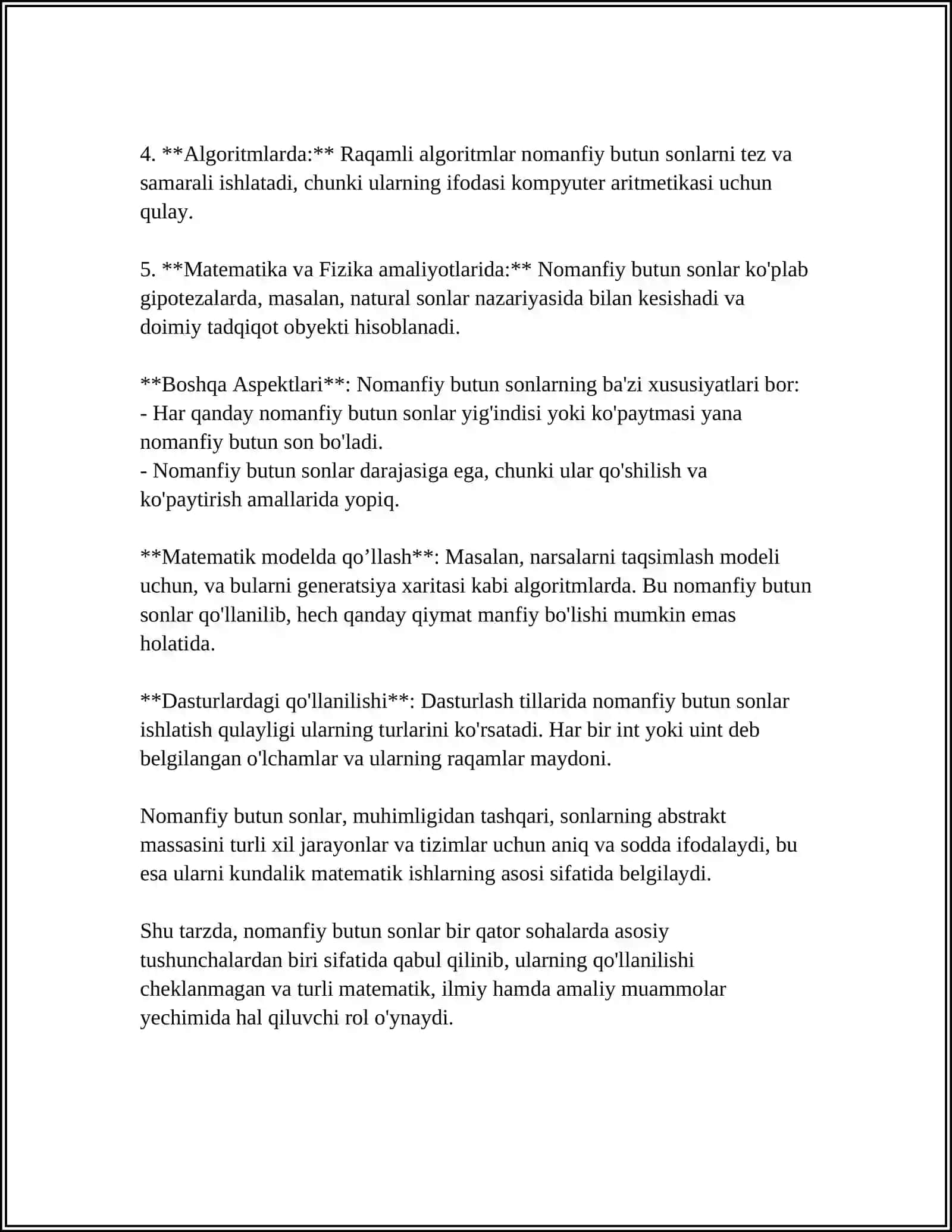 BOSHLANG'ICH SINFLARDA NOMANFIY BUTUN SONLARNI ASOSIY MIQDORLAR VA ULARNI O'LCHOV BIRLIKLARINI ALGEBRA ELEMENTLARINI O'RGATISH METODIKASI 4