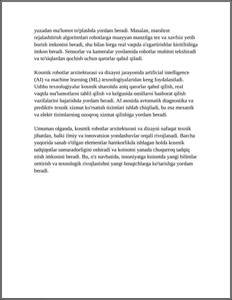 KOSMIK ROBOTLAR.ROBOTOTEXNIK QURILMA YORDAMIDA MURAKKAB INTELLEKTUAL VAZIFALARNI YECHISH 4