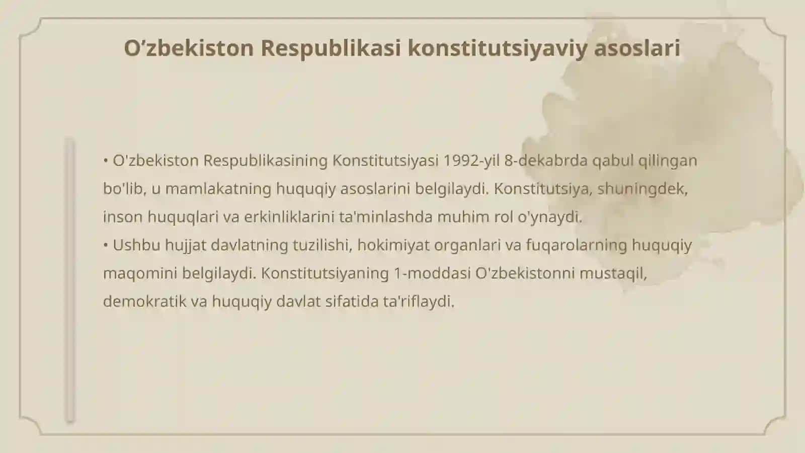 Davlat ramzlari.Mustaqil O’zbekistonda hokimiyatlar bo’linishi prinsipi 4