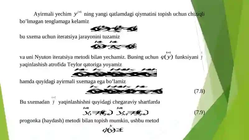 CHIZIQSIZ ISSIQLIK O’TKAZUVCHANLIK TENGLAMASI UCHUN AYIRMALI SXEMALAR 4