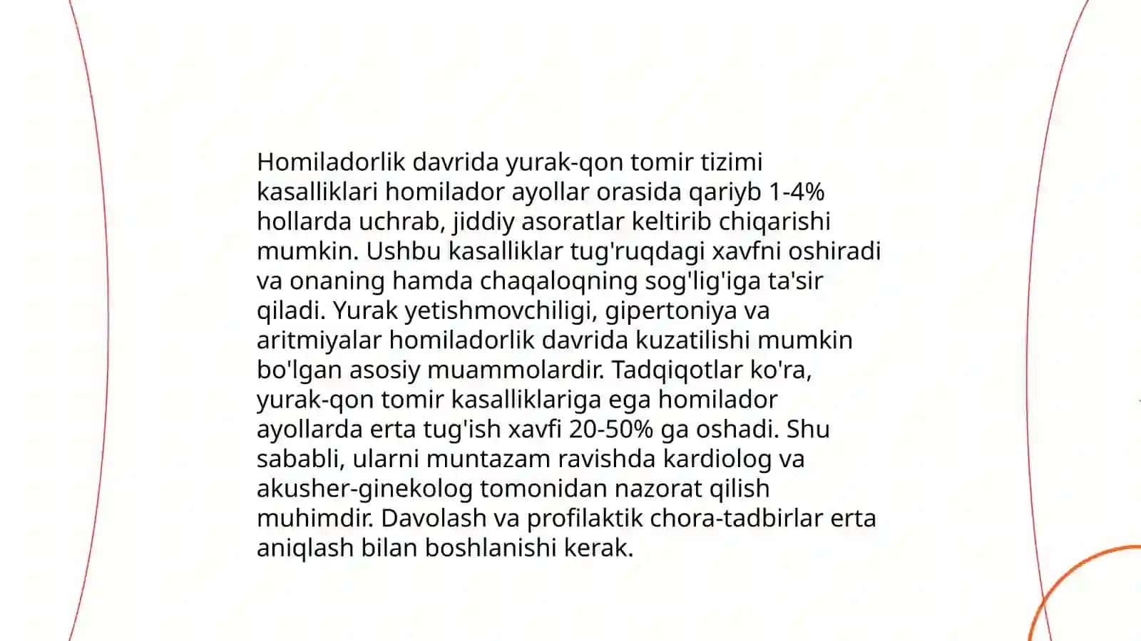Yurak va qon-tomir kasalliklari bo’lgan ayollarning reproduktiv salomatlini saqlash va oilani rejalashtirish 4