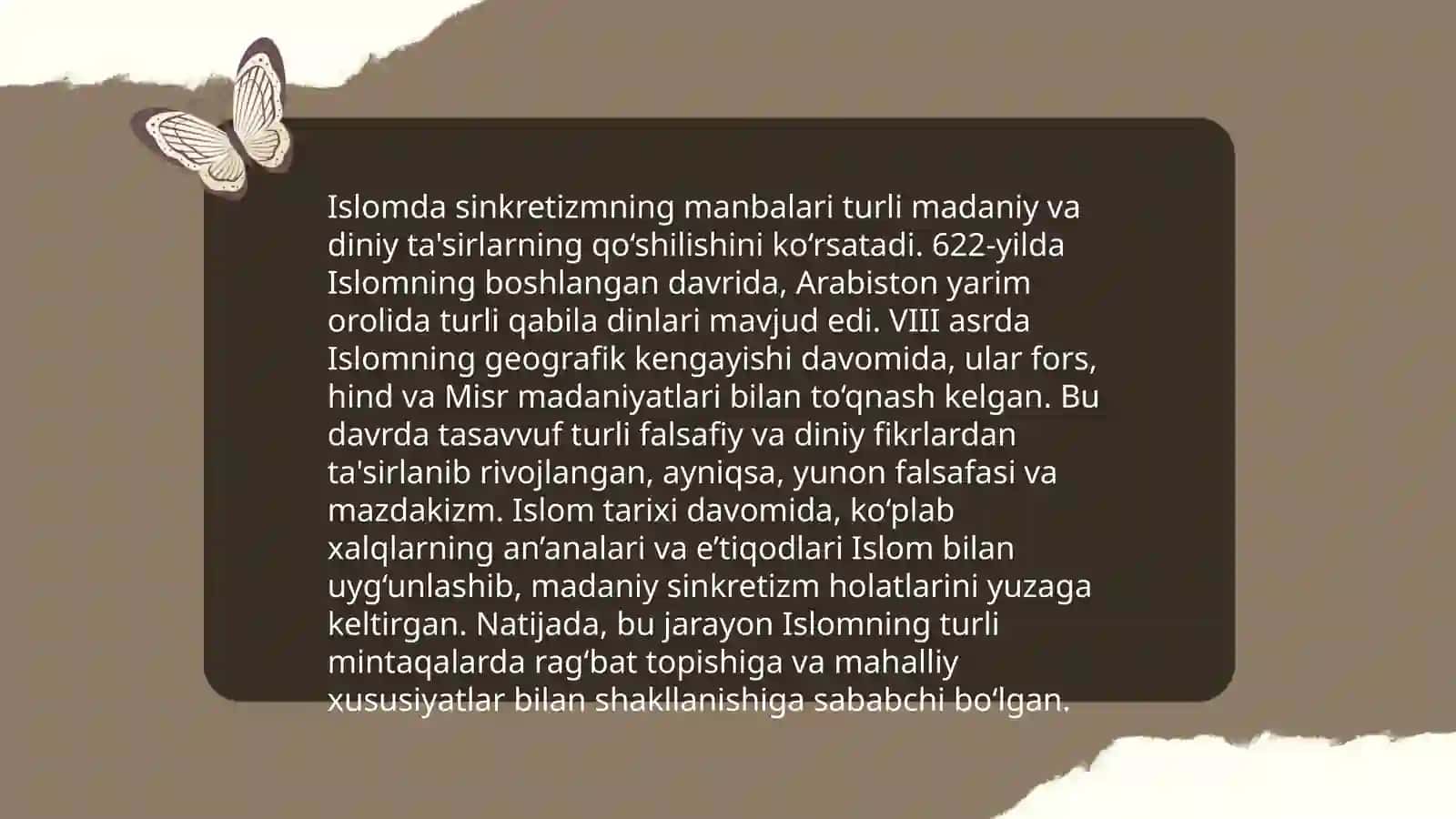 Islom va boshqa diniy aqidalar sinkretlashuvi natijasida shakllangan diniy ta'limotlar tarixi 4