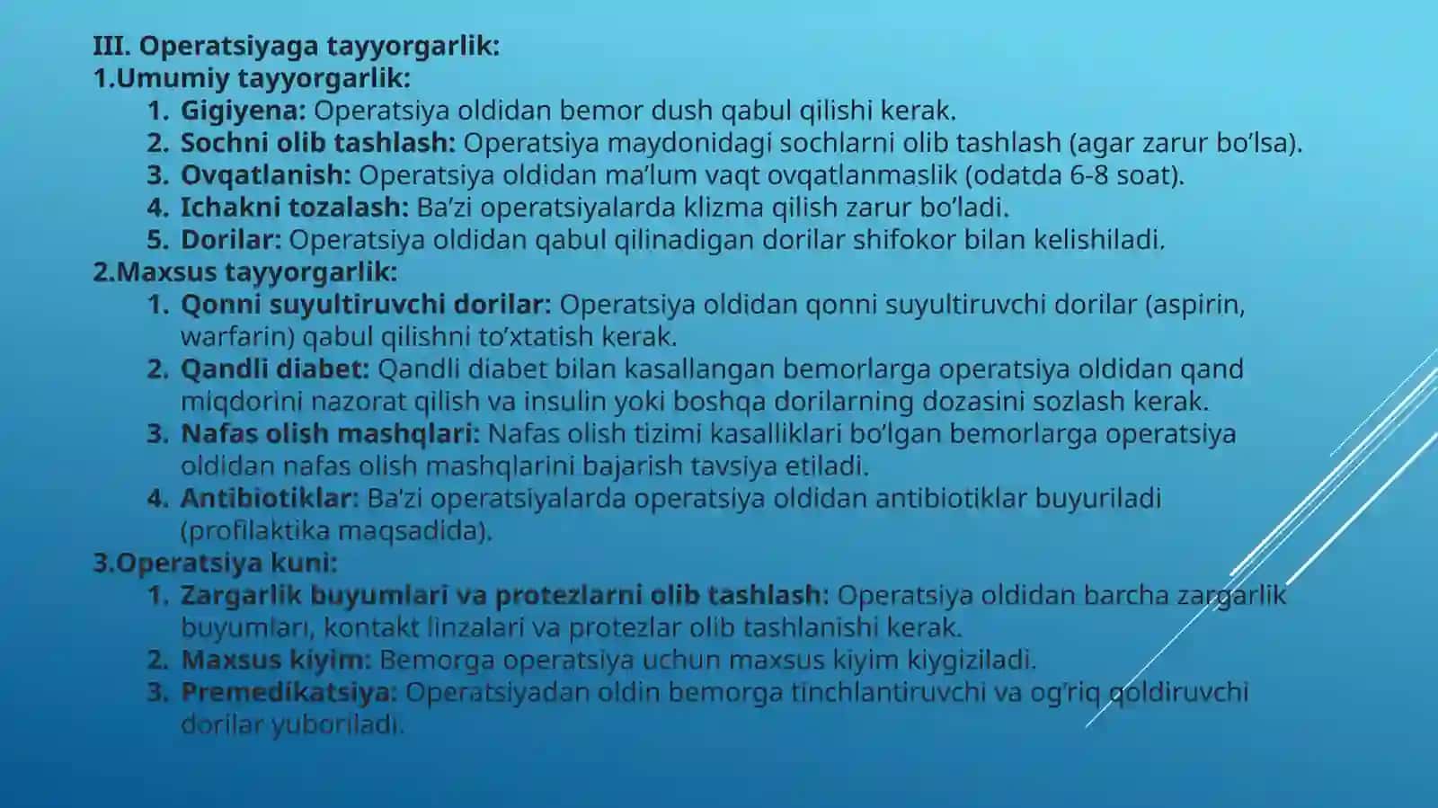 bemorlarni xirurgik operatsiyaga tayyorlash 4
