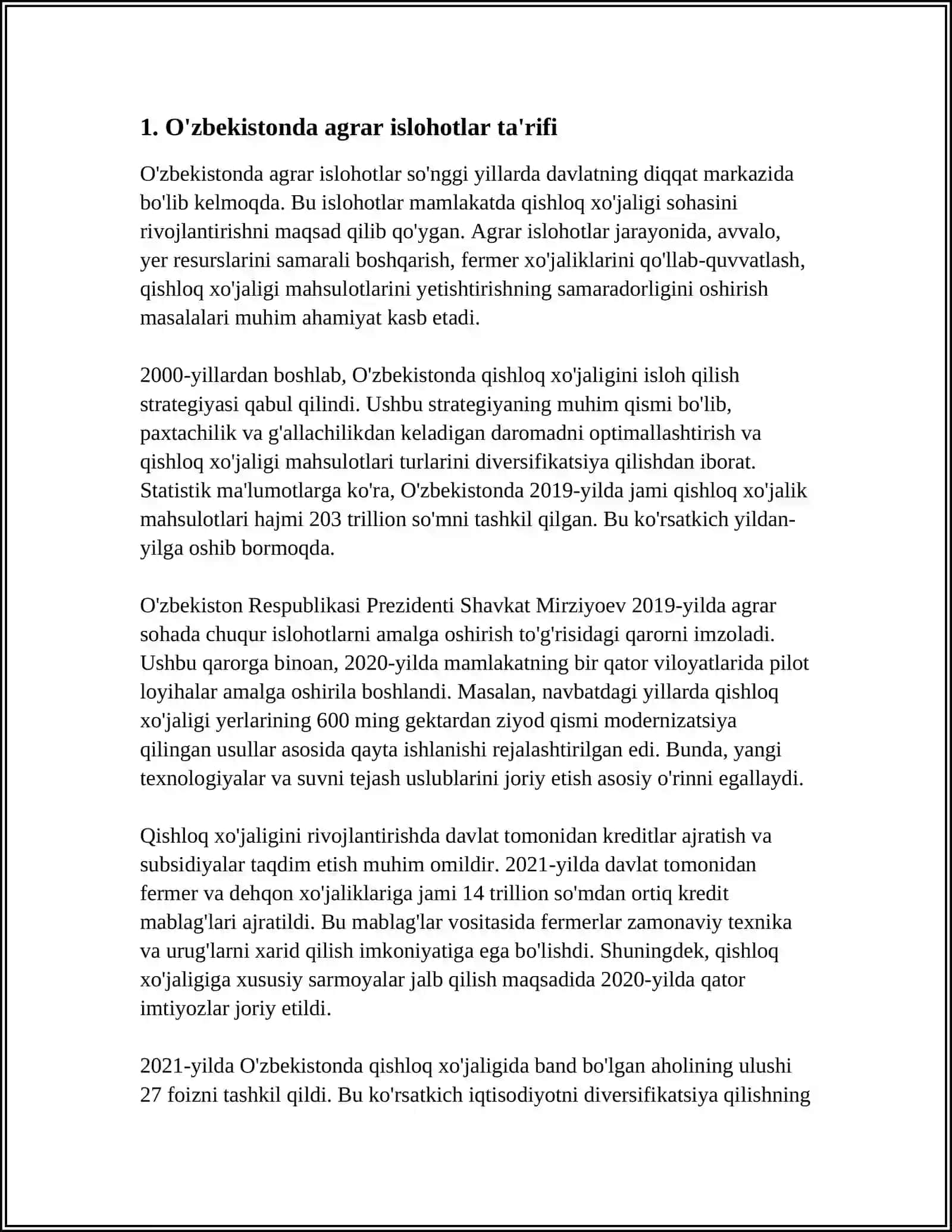 O'zbekistonda agrar islohotlarning moxiyati, bosqichlari va asosiy yo nalishlari 4