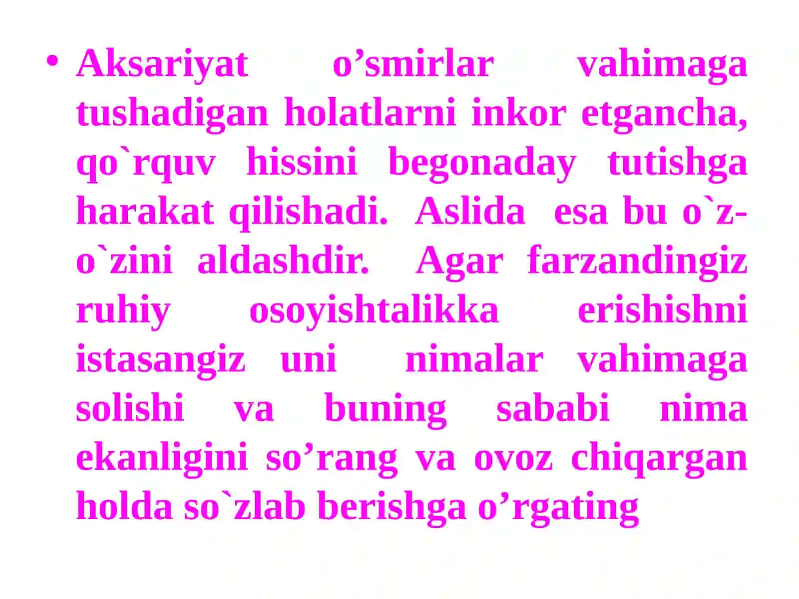 “Qo’rquvni yengishning samarali usullari” 4