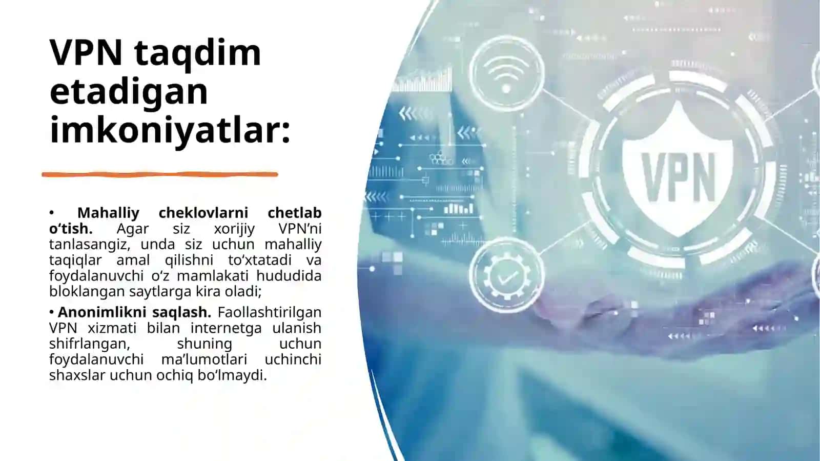 Himoyalangan virtual tarmoq (VPN ) texnologiyalari asoslari. Prezentatsiya 4