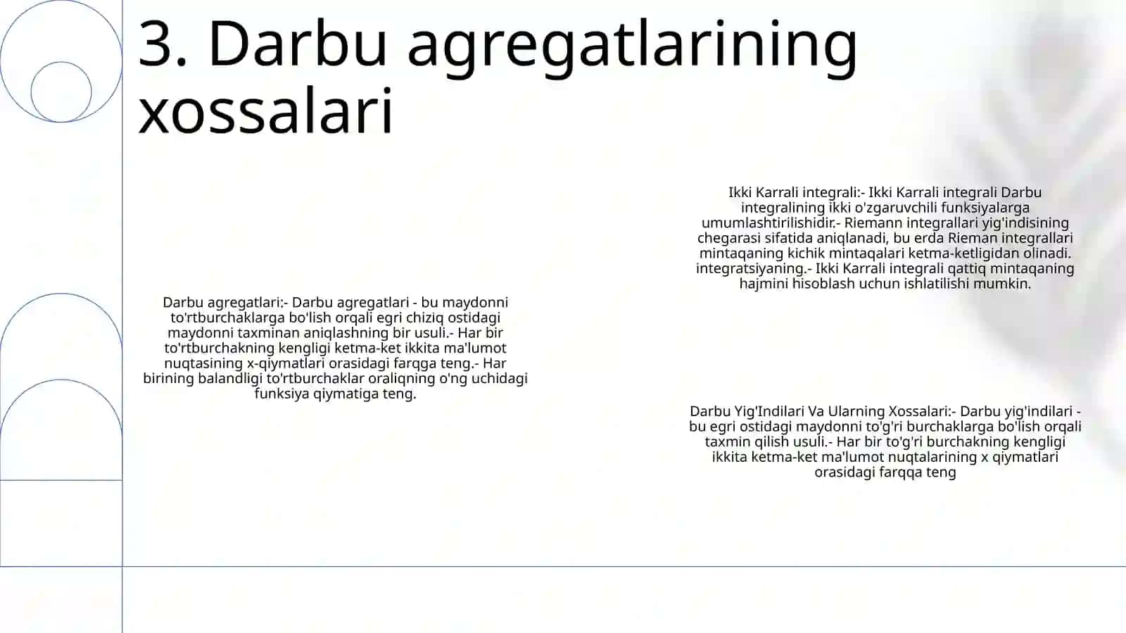 Ikki Karrali Integral. Darbu Yig'Indilari Va Ularning Xossalari 4