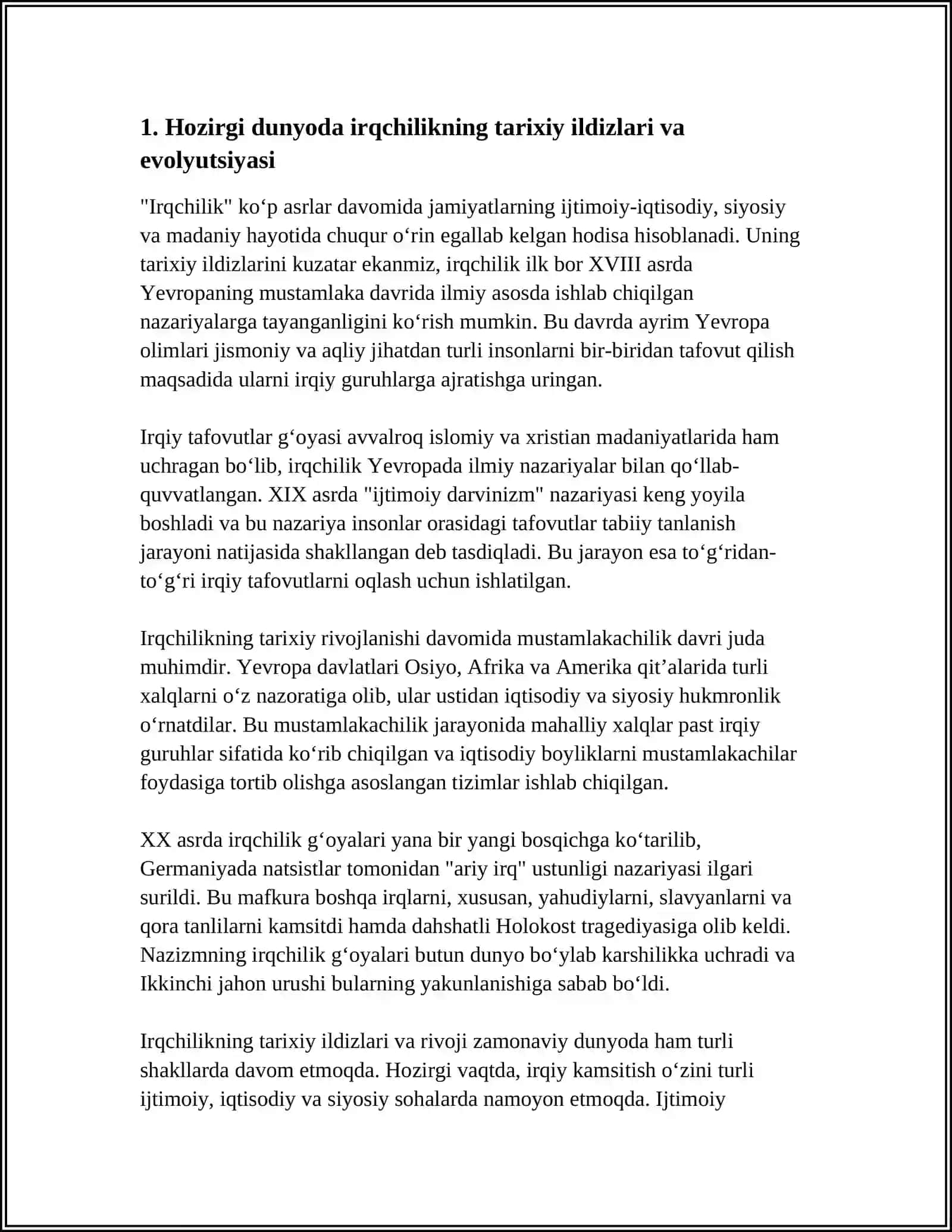 HOZIRGI DUNYODA IRQCHILIK KO‘RINISHLARI VA IRQIY KAMSITISHGA QARSHI KURASH 4