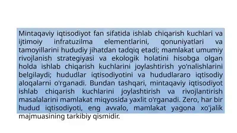 Mintaqaviy iqtisodiyot fanining predmeti, maqsadi va vazifalari 4