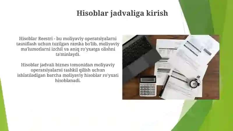 Buxgalteriya hisobi schetlar tizimi va ikkiyoqlama yozuv 4