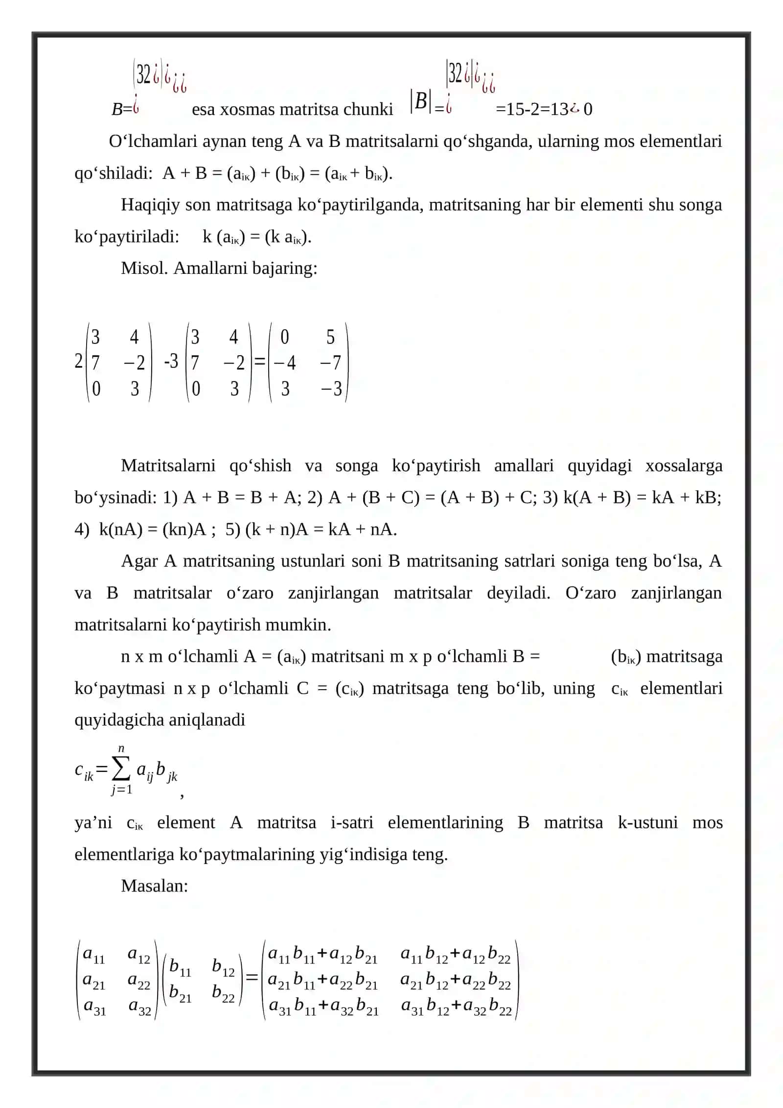 Matritsalar va ular ustida amallar 4
