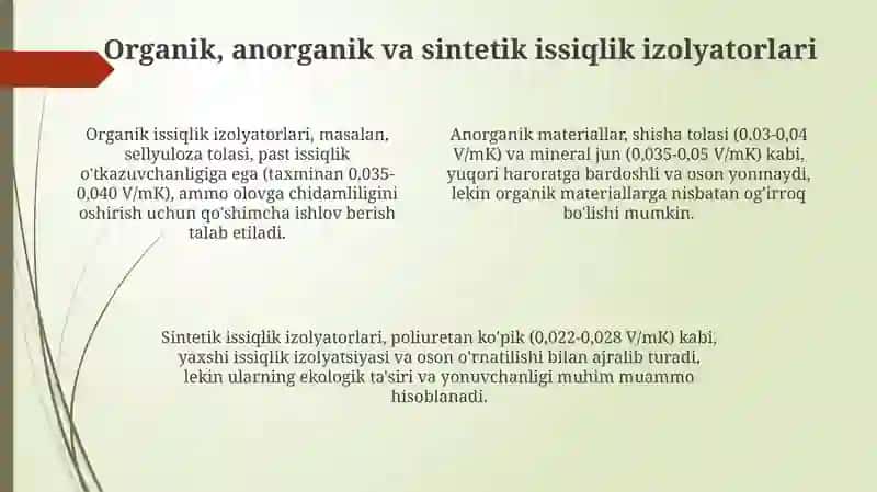 Zamonaviy samarali issiqlik izolyatsiyalovchi materiallar 4
