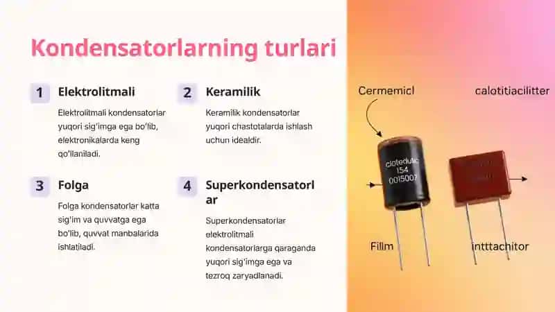 Kondensatorlarning turlari va qoʻllanish sohasi 4