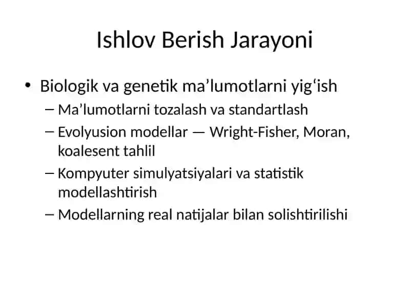 Evolyusion Jarayonlarni Modellashtira Olmaslik Muammosi 4