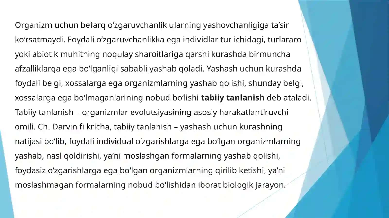 TABIIY TANLANISH VA UNING TURLARI 4