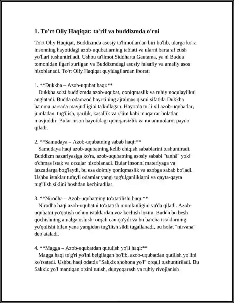 To'rt Oliy Haqiqat: ta'rif va buddizmda o'rni 4