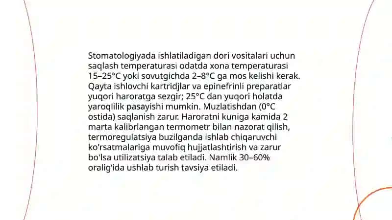 Stomatologiyada ishlatiladigan dori vositalarinu saqlash 4