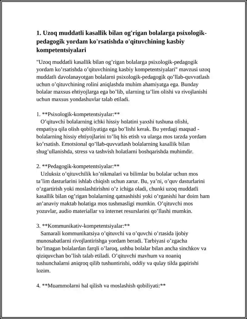Uzoq muddatli davolanayotgan bolalarni psixologik-pedagogik qo'llab-quvvatlash 4