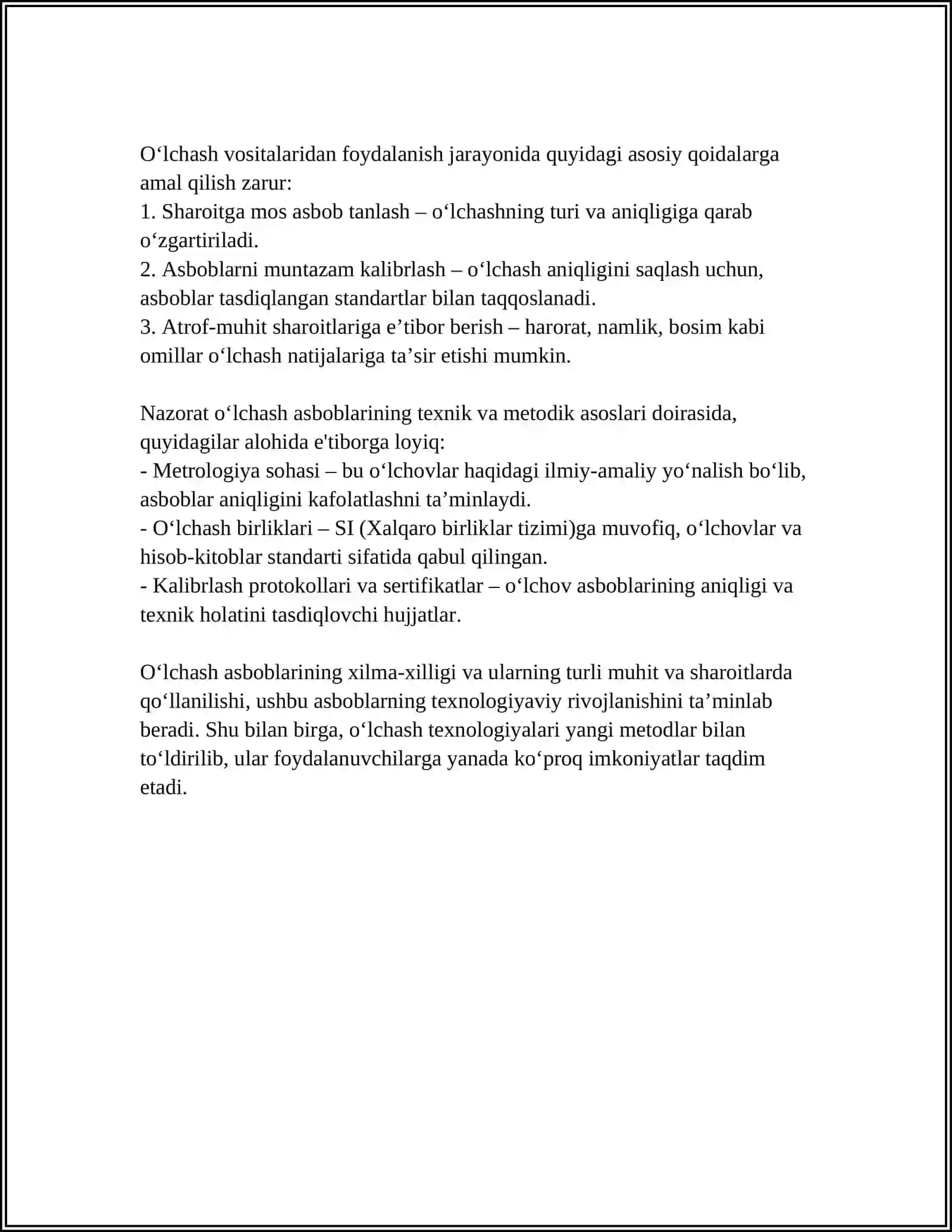 NAZORAT O‘LCHASH ASBOBLARINI ISHLASHIGA ULARNI TASHKIL ETUVCHI SODDA ELEMENTLARNING PARAMETRLARI TA‘SIRINI O‘RGANISH 4