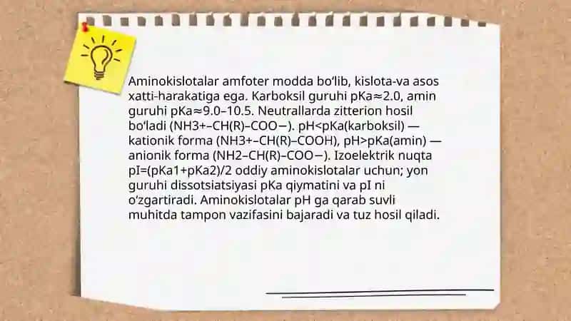 Aminokislotalarning olinishi va xossalari 4