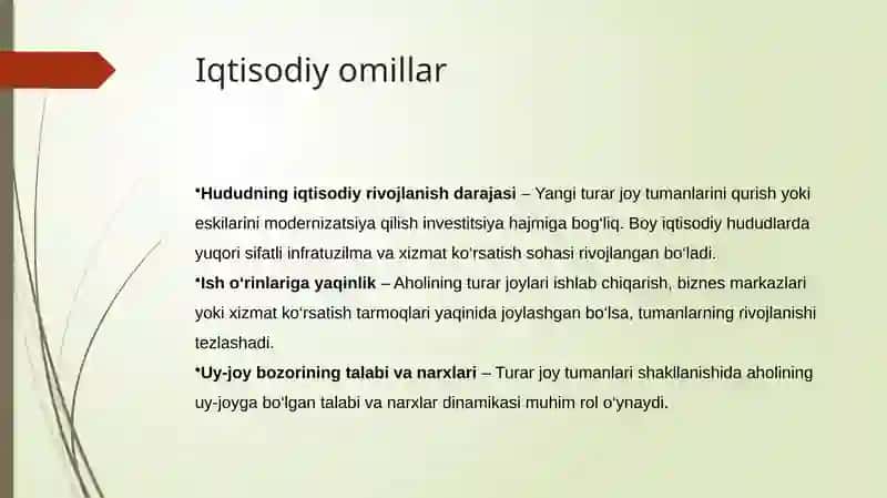 Shahar turar joy tumanlari va kichik tumanlarni rejalashtirish va loyihalash. Turar joy tumanlarining asosiy prinsplari. 4