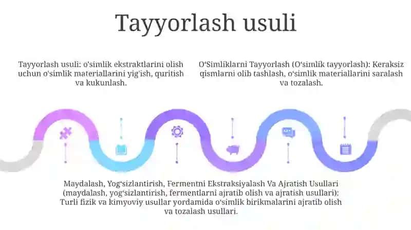 OʻSimliklarni Tayyorlash,Maydalash, YogʻSizlantirish, Fermentni Ekstraksiyalash Va Ajratish Usullari 4