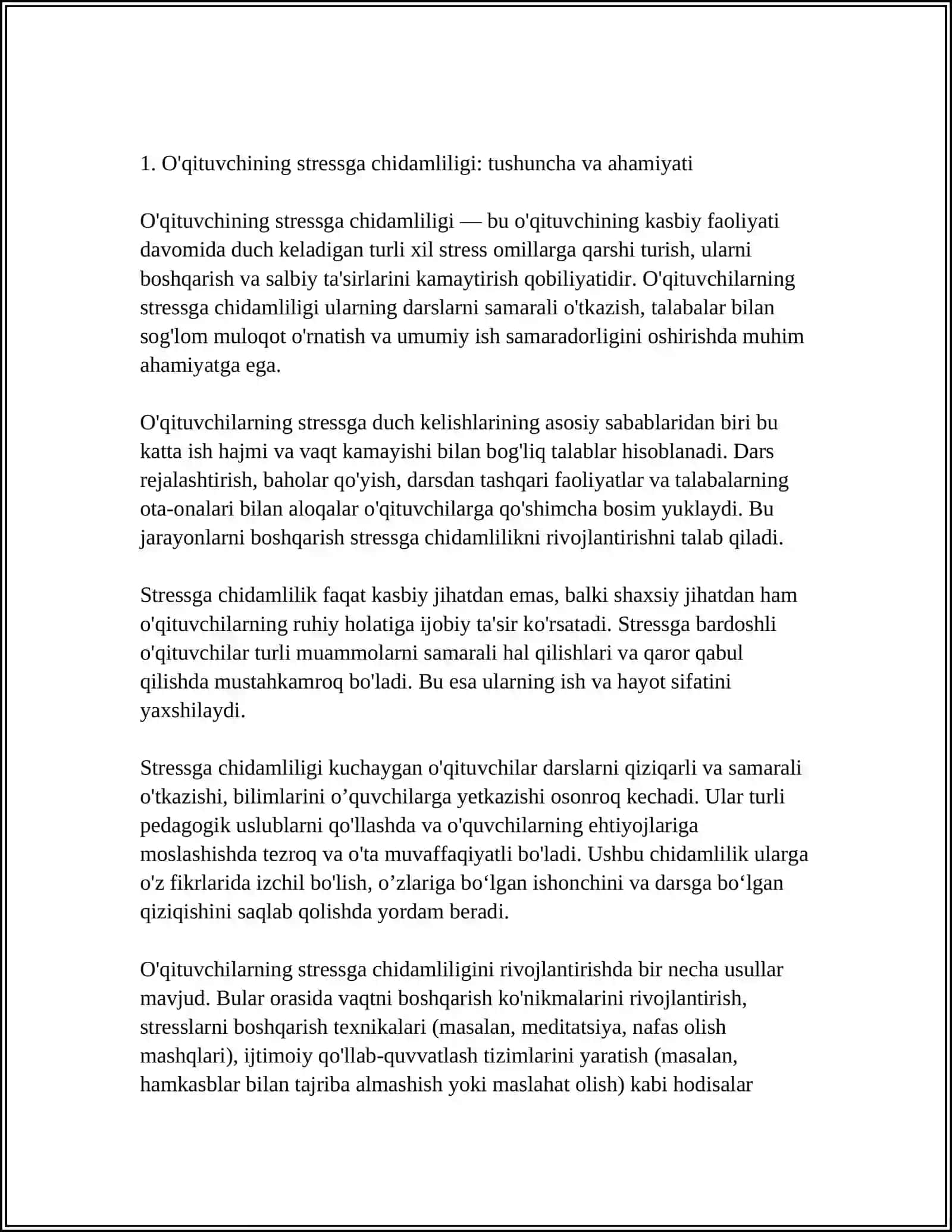 O'QITUVCHINING STRESSGA CHIDAMLILIGI VA EMOTSIONAL BARQARORLIGI 4
