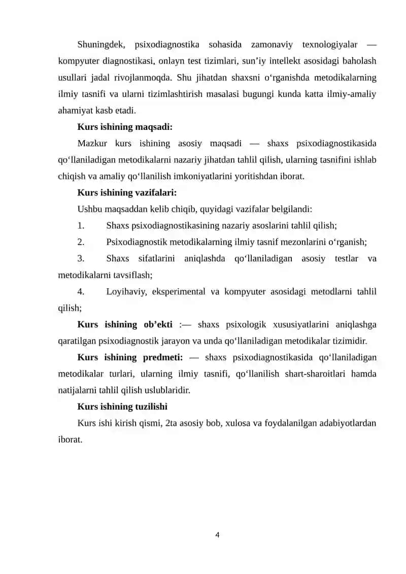 SHAXS SIXODIOGNOSTIKASIDA QO'LLANILADIGAN METODIKALAR TASNIFI. 4