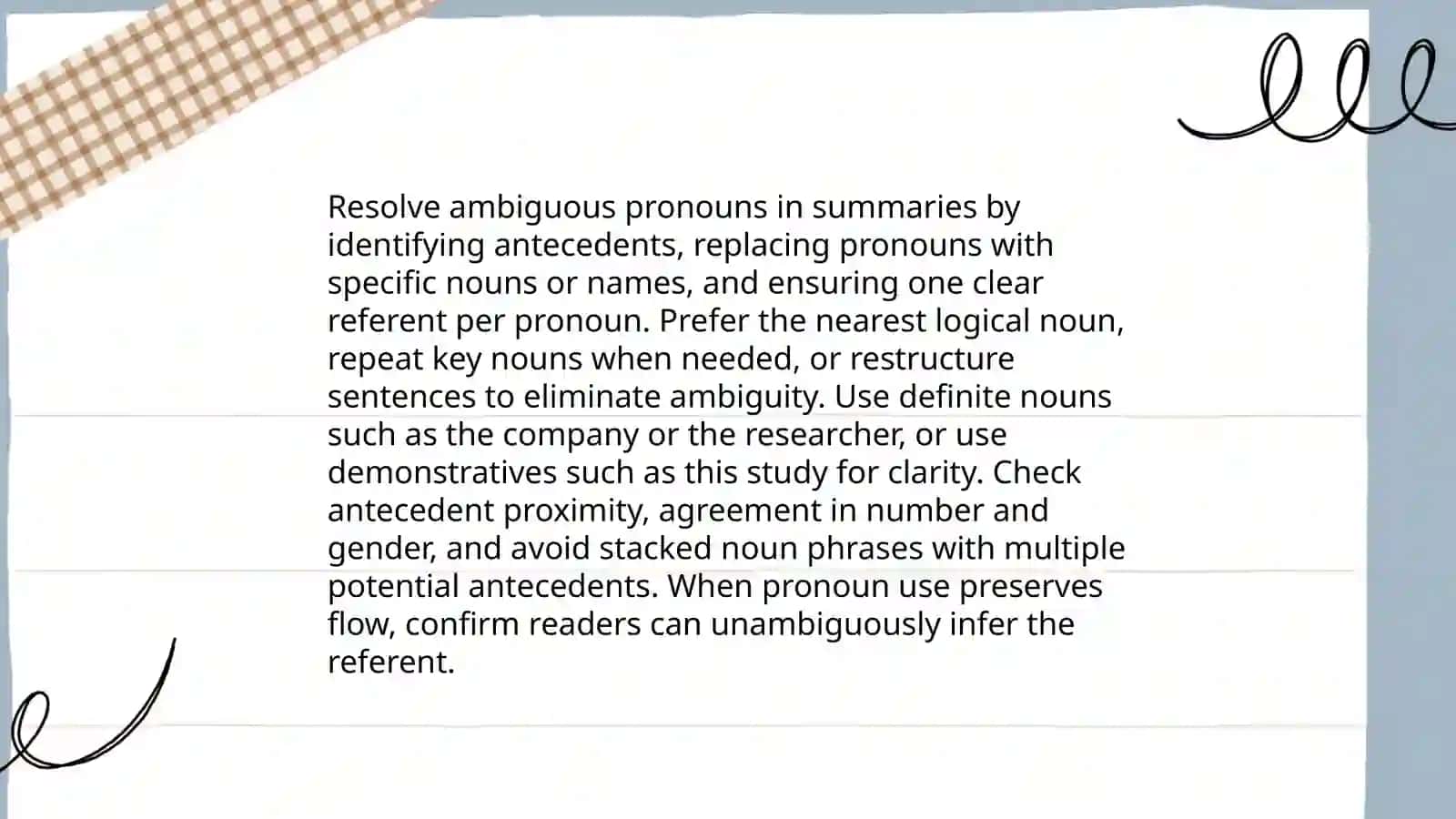 Summarizning. Pronoun referents 4