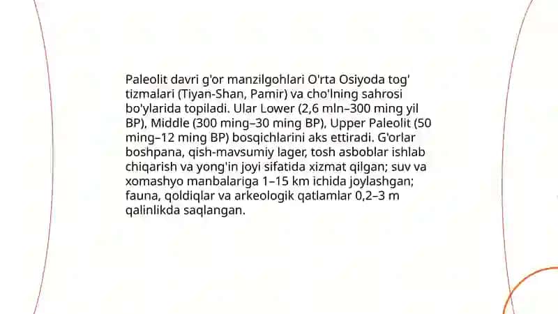 O'rta Osiyoning Tosh davri manzilgohlari Tarixiy Geografiyasi 4