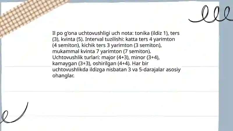 Il po g'ona uchtovushligi va uning sektakkordi 4