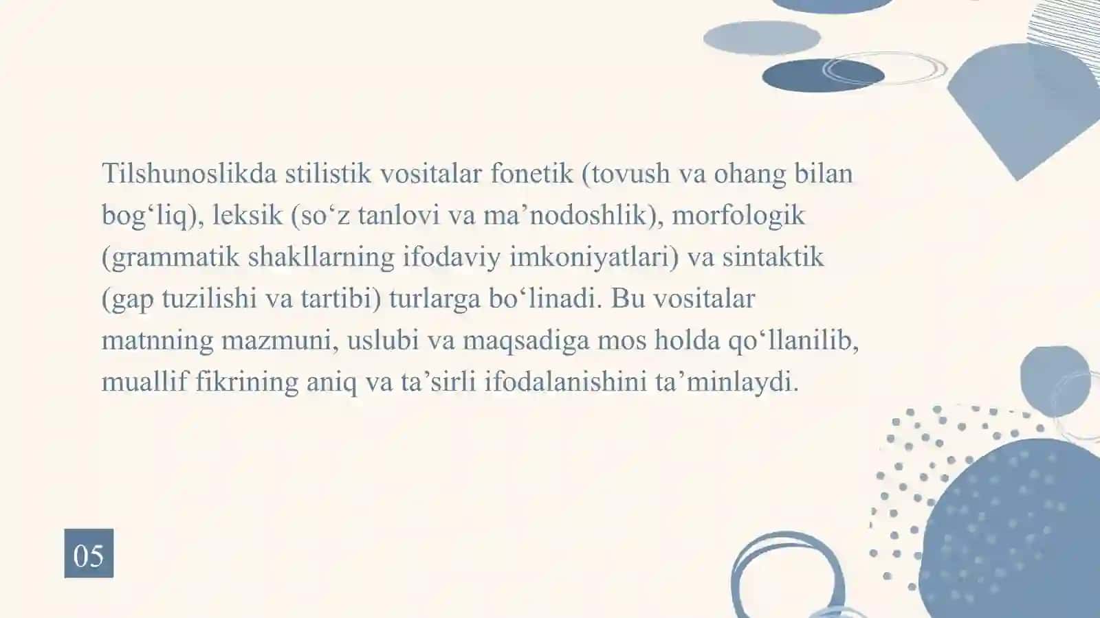 Stilistik vositalarning matndagi vazifasi 4