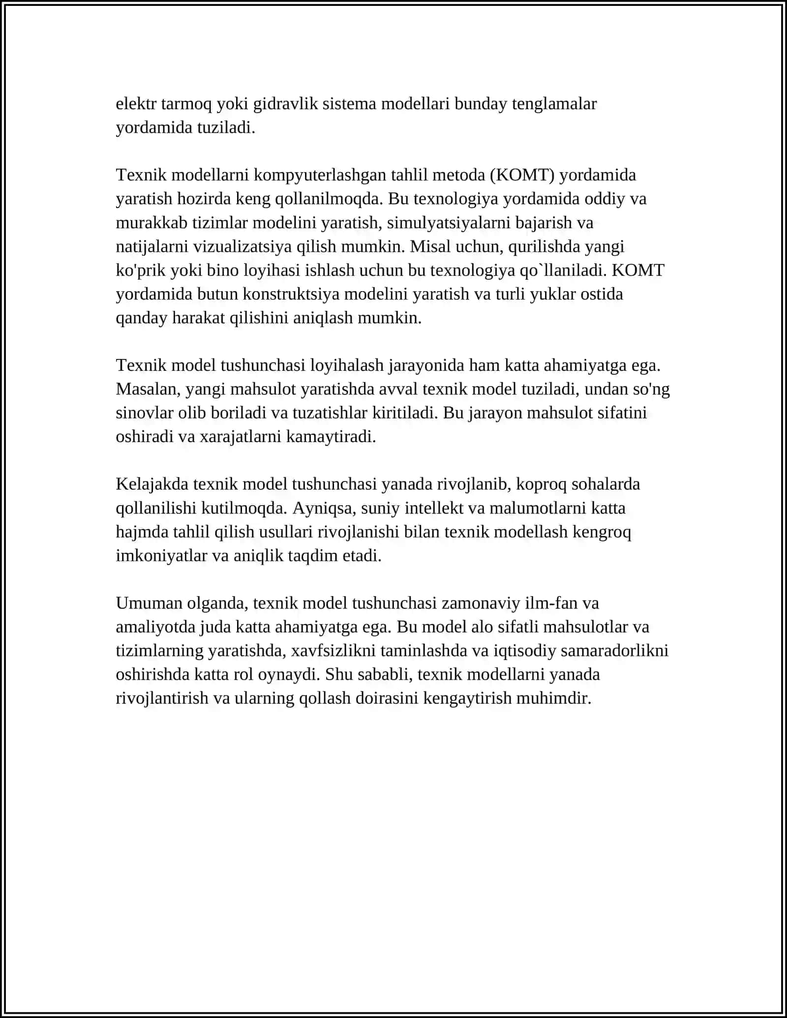 TEXNIK MODELLAR KLASSIFIKATSIYASI 4