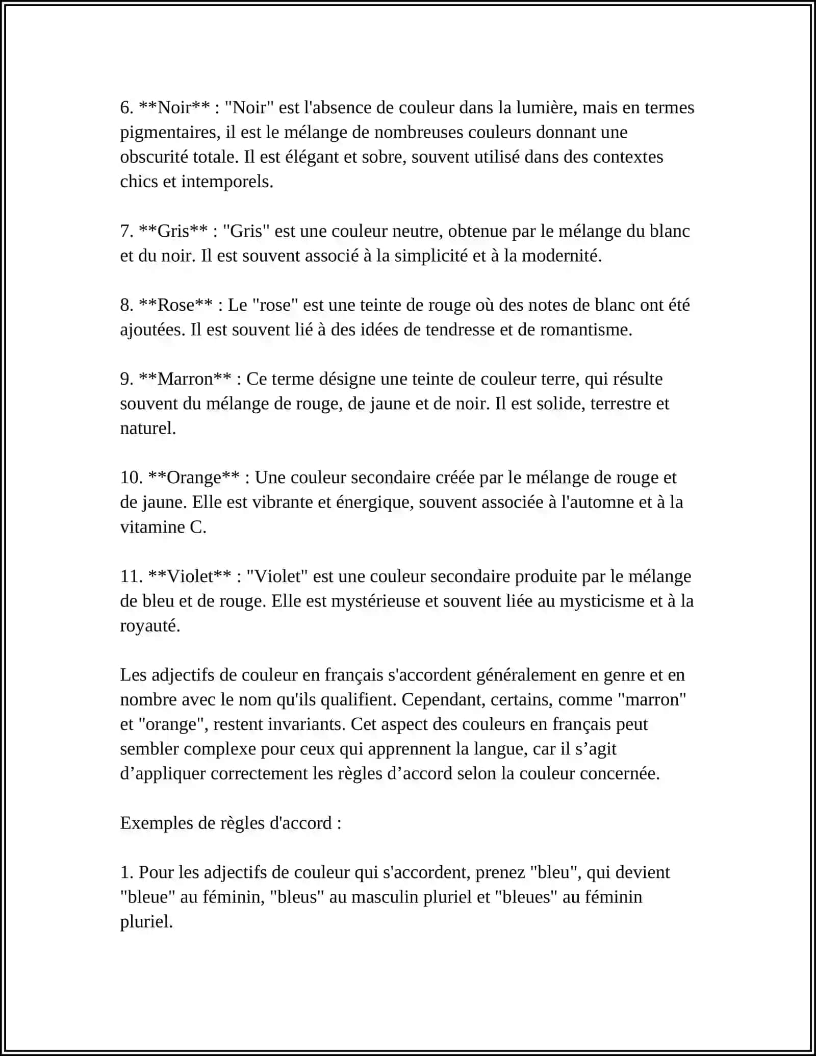Adjectifs de couleur 4