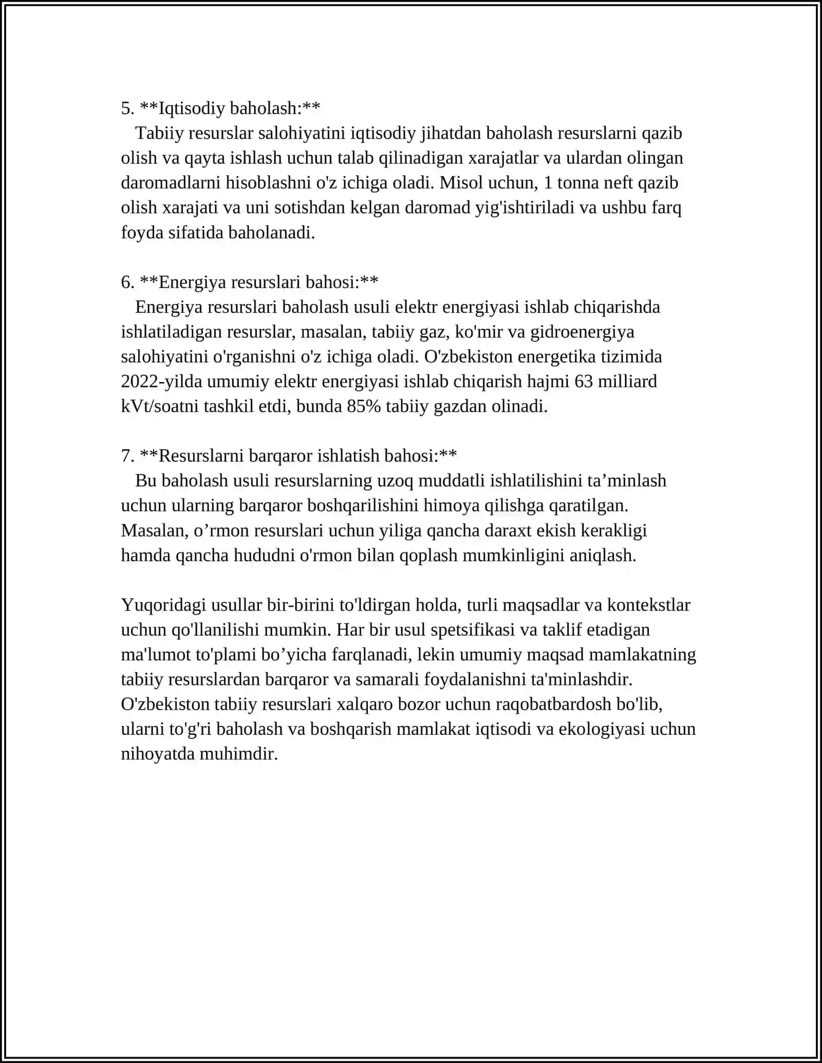 MINTAQALAR TABIIY RESURS SALOHIYATI VA ULARNING HUDUDIY TARAQQIYOTDA TUTGAN OʻRNI 4