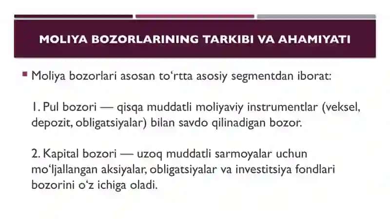 Moliya bozorlarini tartibga solish 4